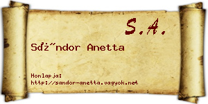 Sándor Anetta névjegykártya