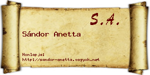 Sándor Anetta névjegykártya
