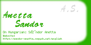 anetta sandor business card